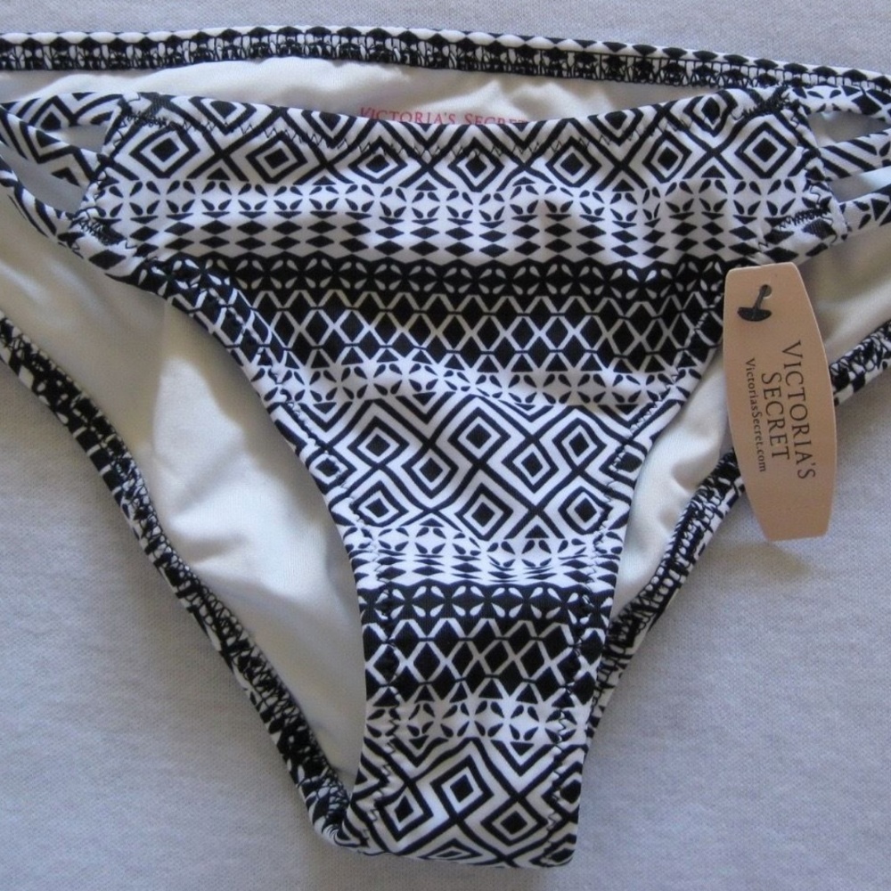 VS Strappy Cheeky Bikini Bottom Geo Tiles NWT